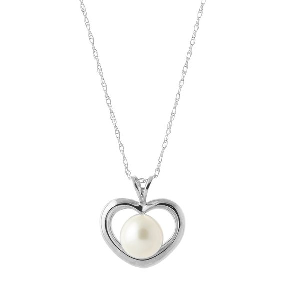 14K. SOLID GOLD HEART NECKLACE WITH NATURAL PEARL